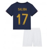Camiseta Francia William Saliba #17 Primera Equipación Replica Mundial 2022 para niños mangas cortas (+ Pantalones cortos)